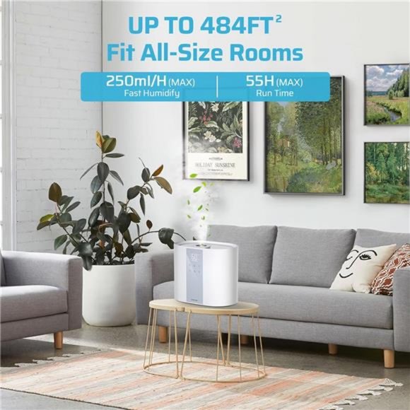 5.5L Top Fill Humidifier Large Room, 3 Modes Cool Mist with Oil Diffuser - Picture 6 of 8